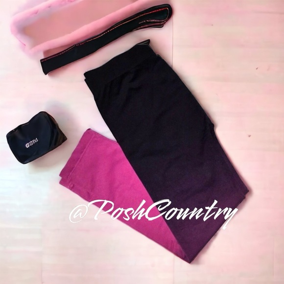 WOMENS LEGGINGS BLACK & FUCHSIA LADIES SM/MED NWT - Picture 2 of 5